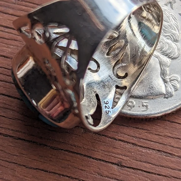 Turquoise sterling silver 925 Ring, size 7 - Picture 8 of 9